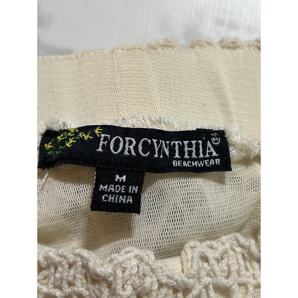 ForCynthia Beachwear M Cream Crochet Skirt Cotton Lined Beachy Coastal Boho - Picture 4 of 8